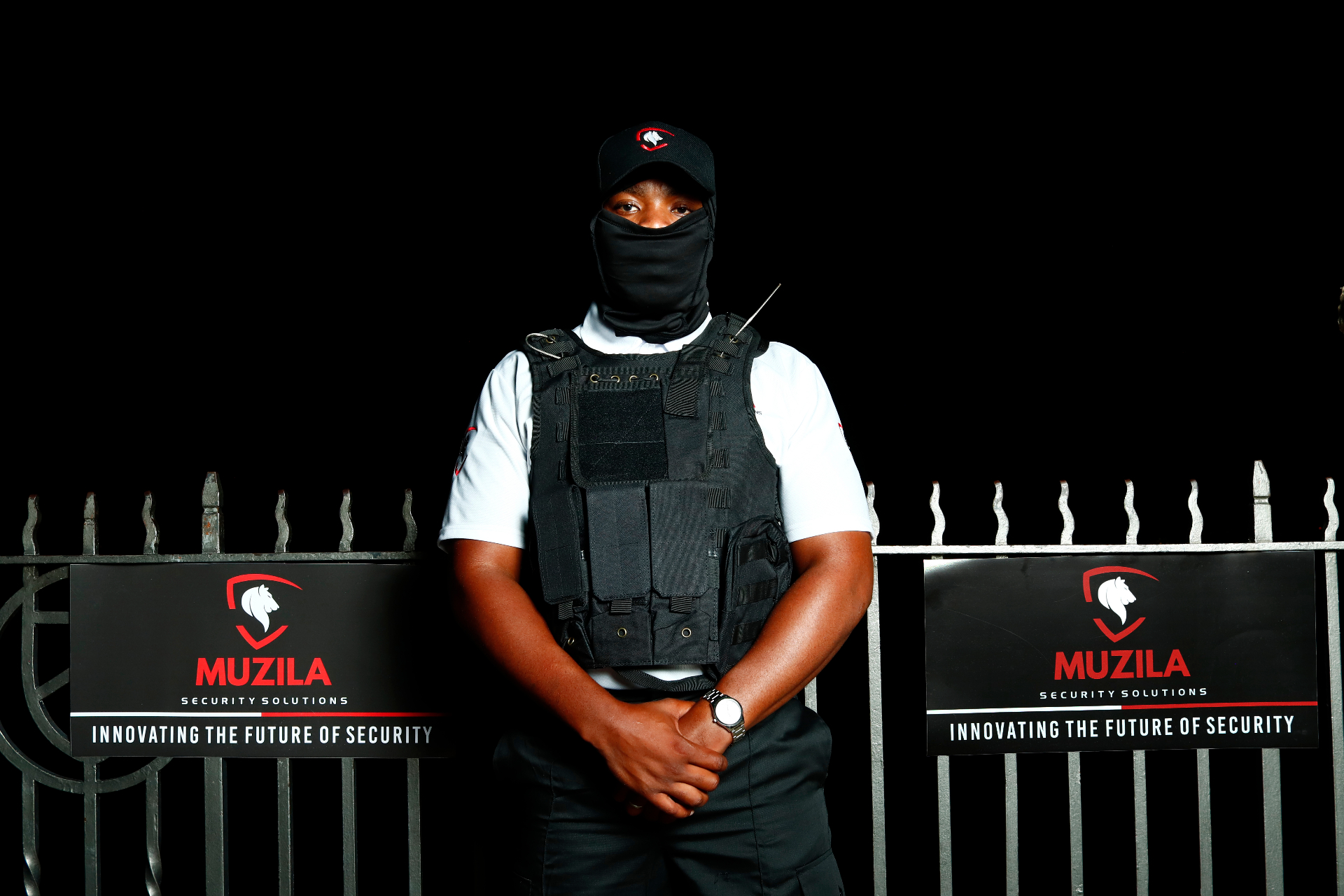 Close protection officer at dusk in Johannesburg
